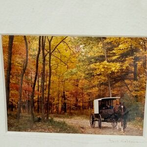 Bill Coleman Amish Horse and Buggy Fall Colors Print‎ Signed Matted NEW
